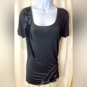 Beaded Angel Wing Braided Tshirt handcrafted size Medium Vintage